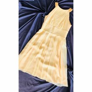 🎉HP🎉 Kay Unger Pale Yellow Pleated Dress, Size 4